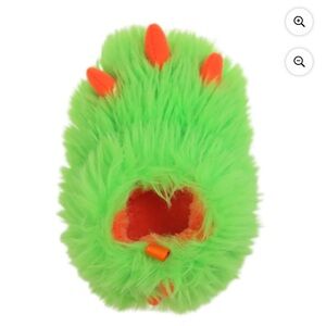 Neon Green Fuzzy Monster Slipper with Orange Claws NWT Multiple Sizes